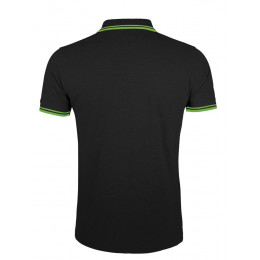 Рубашка поло мужская Pasadena Men 200 с контрастной отделкой, черная с зеленым